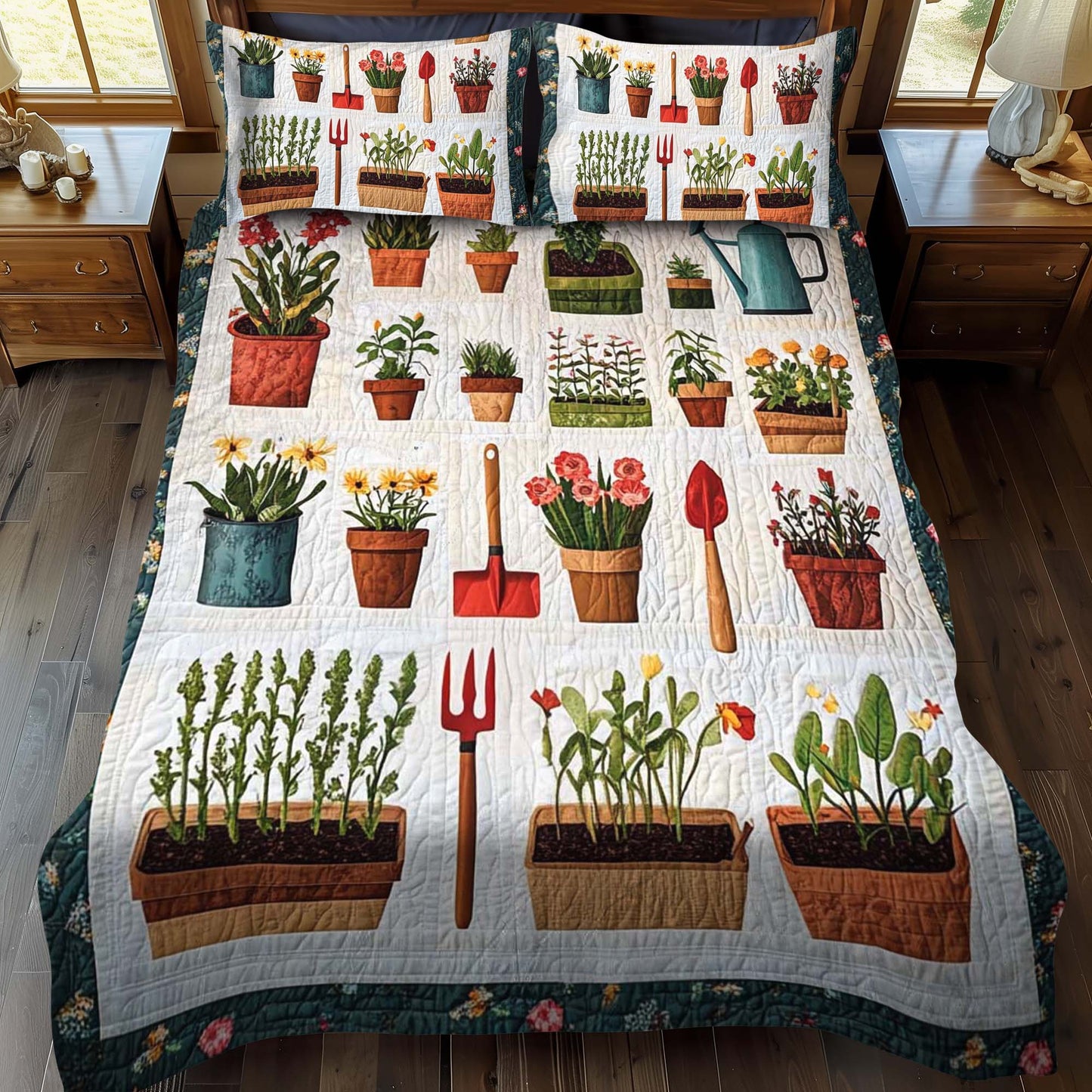 Petal Harvest 3-Piece Quilted Bedding Set - Single (59" x 70")