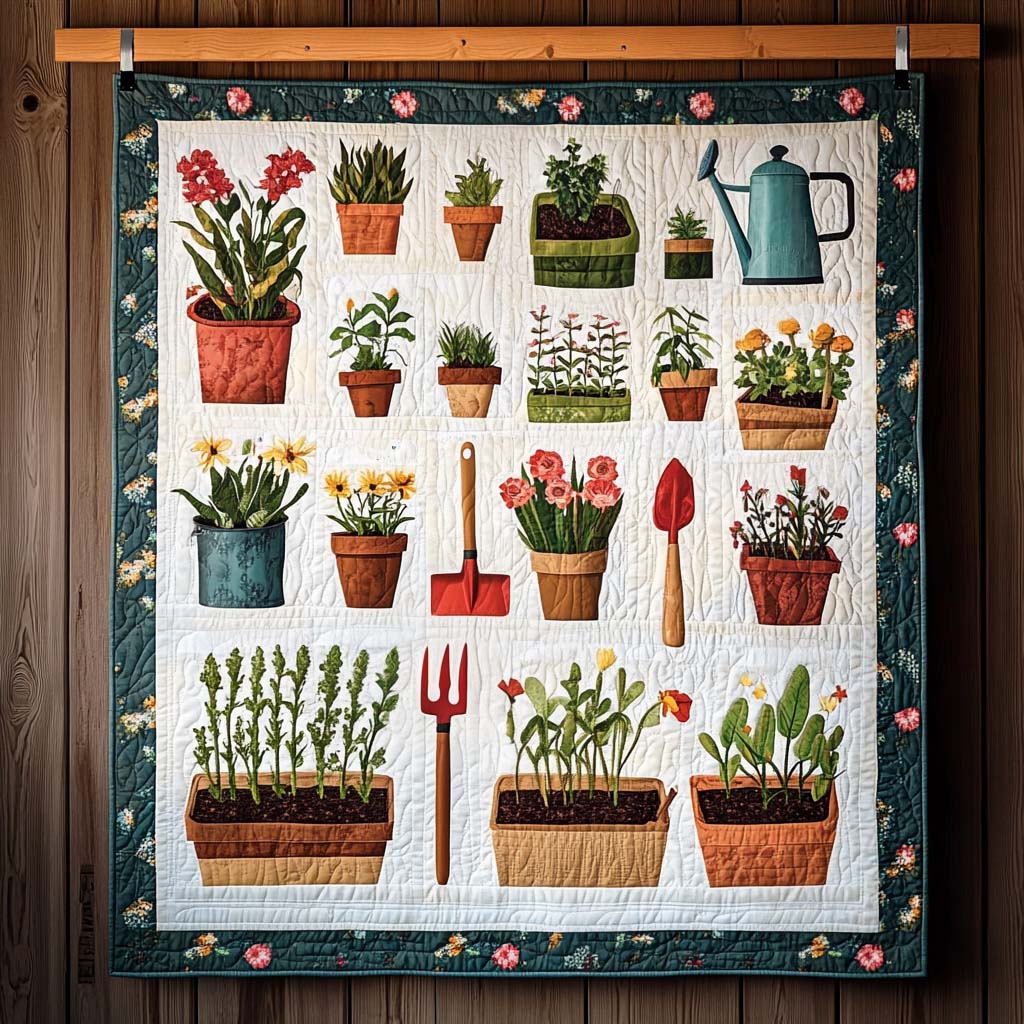 Petal Harvest Quilted Blanket - Throw (55" x 60")