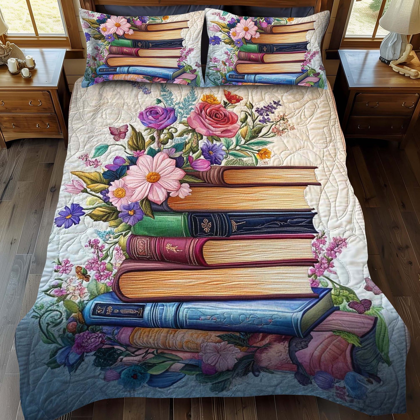 Petals Of Wisdom 3-Piece Quilted Bedding Set - Single (59" x 70")