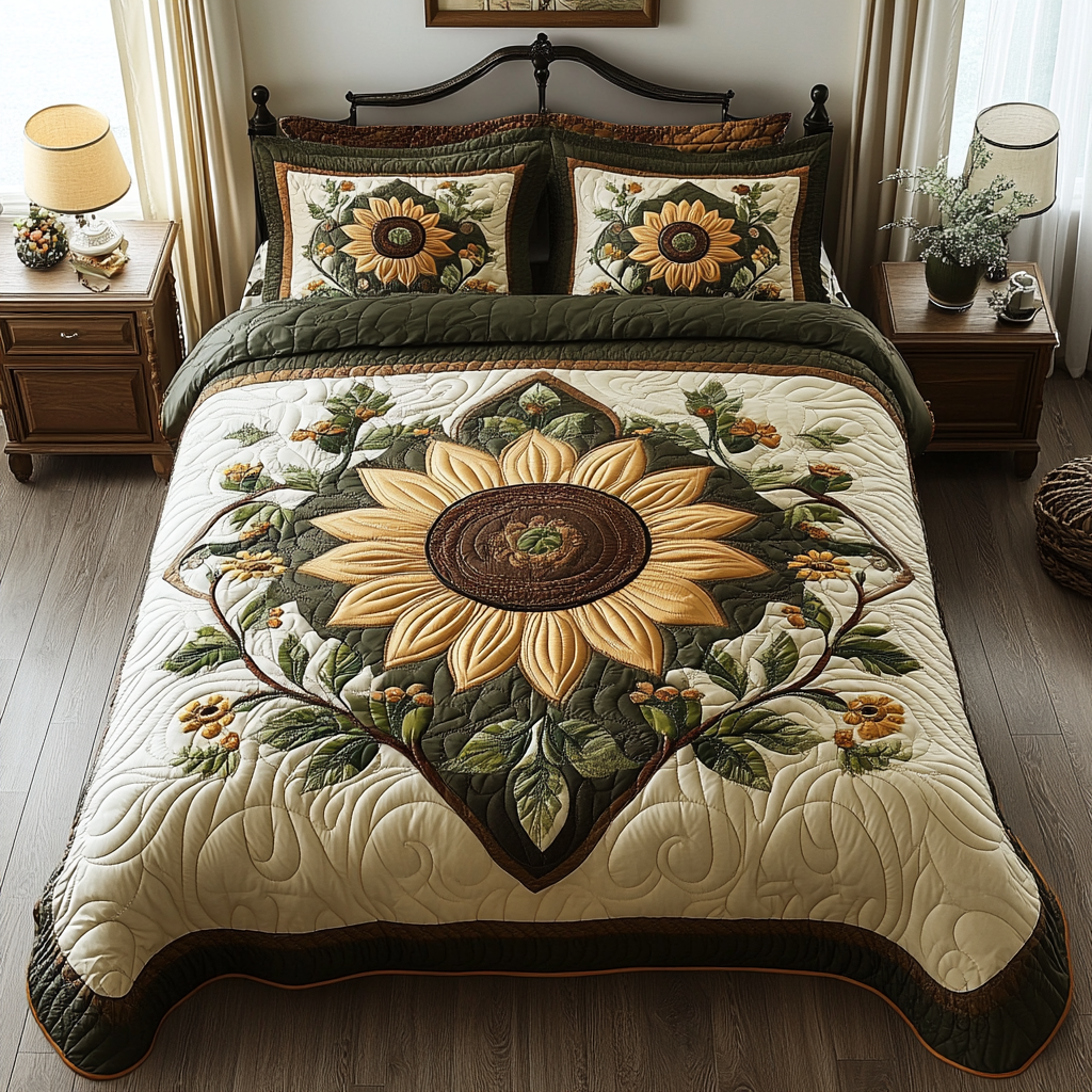 Petals of Joy Quilted Bedding Set - Single (59" x 70")