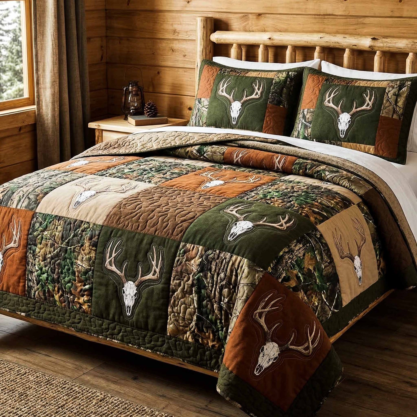 Pine Antler 3-Piece Quilted Bedding Set - Single (59" x 70")