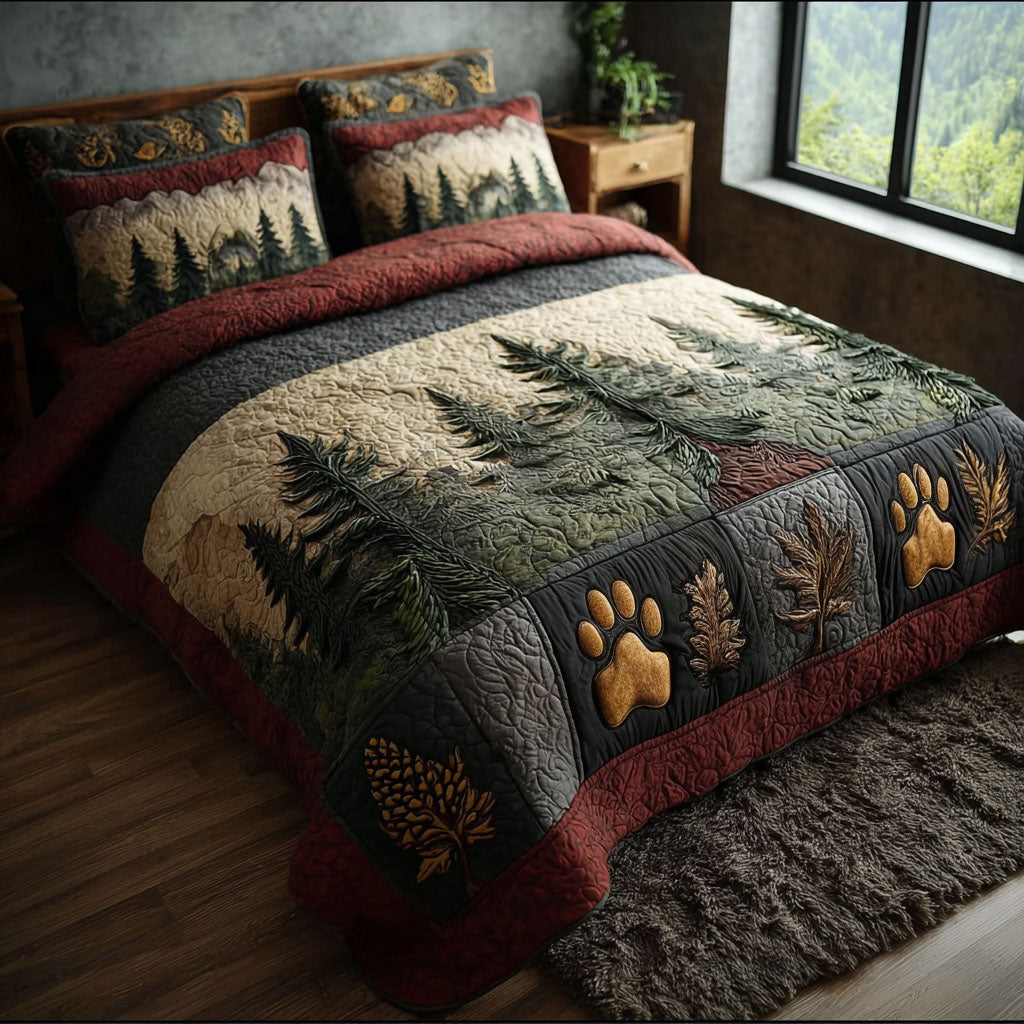 Pinecone Path 3-Piece Quilted Bedding Set - Single (59" x 70")