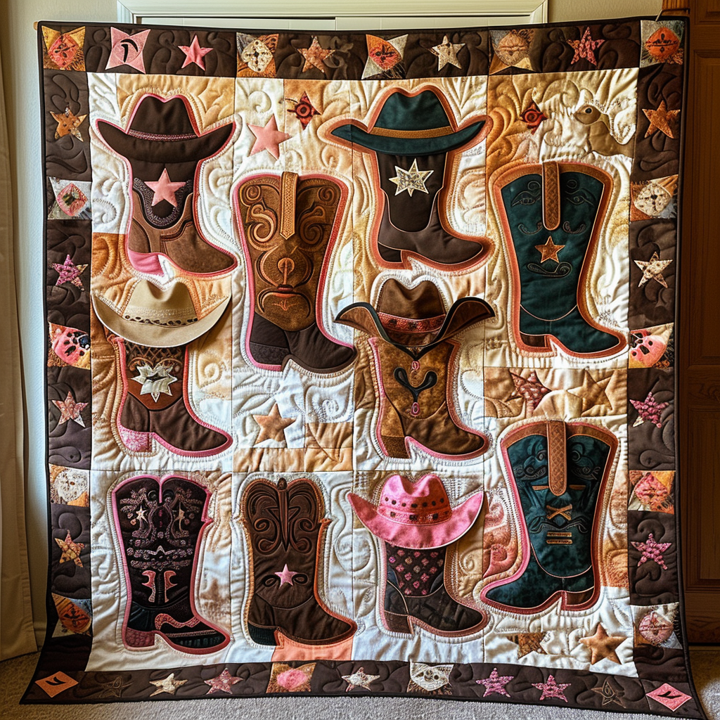 Pink Western Delight Quilted Blanket - Throw (55" x 60")