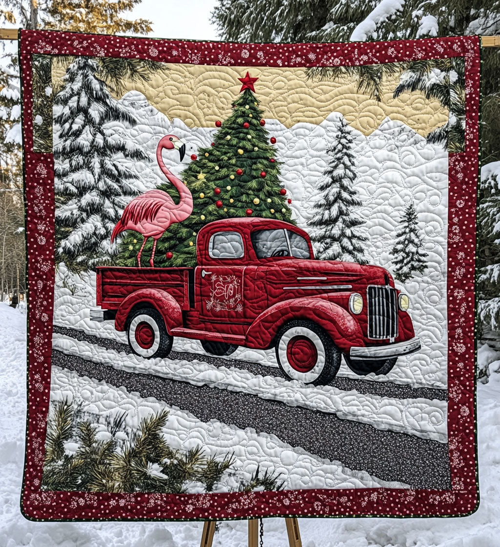 Pink Flamingo Breeze Quilted Blanket - Throw (55" x 60")