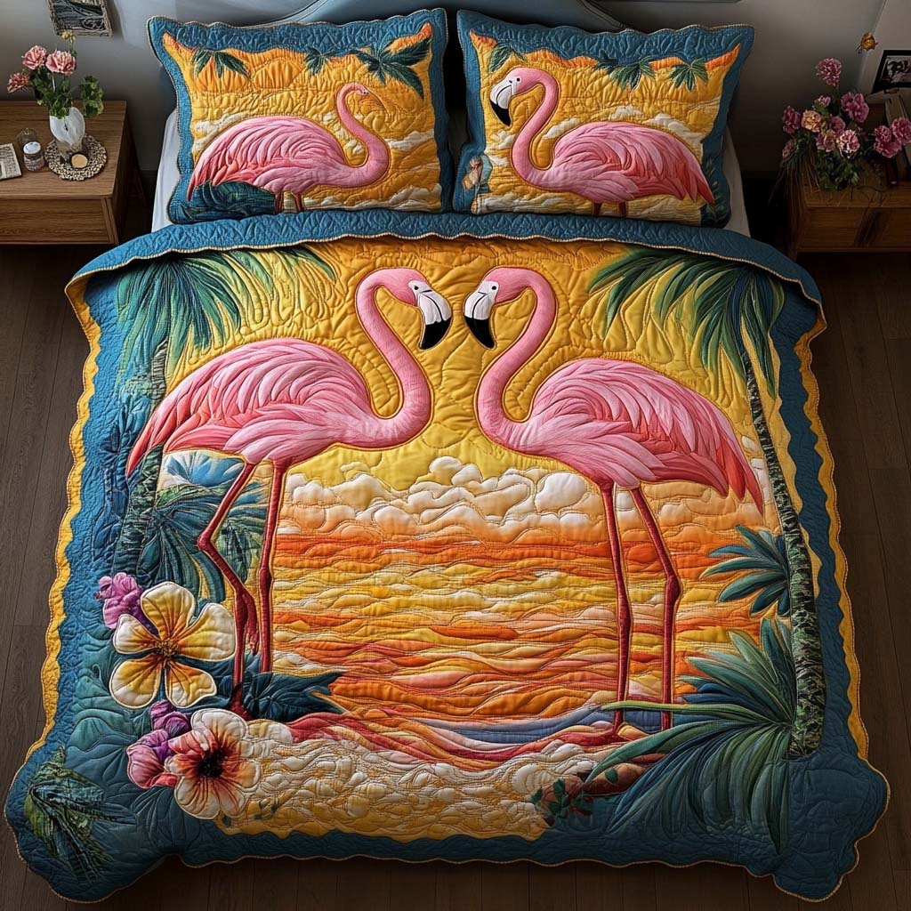 Pink Lagoon 3-Piece Quilted Bedding Set - Single (59" x 70")