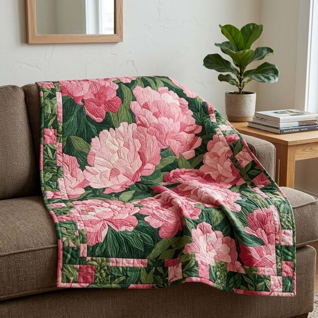 Pink Peony Grove Quilted Blanket - Baby (30" x 40") - Pack 1