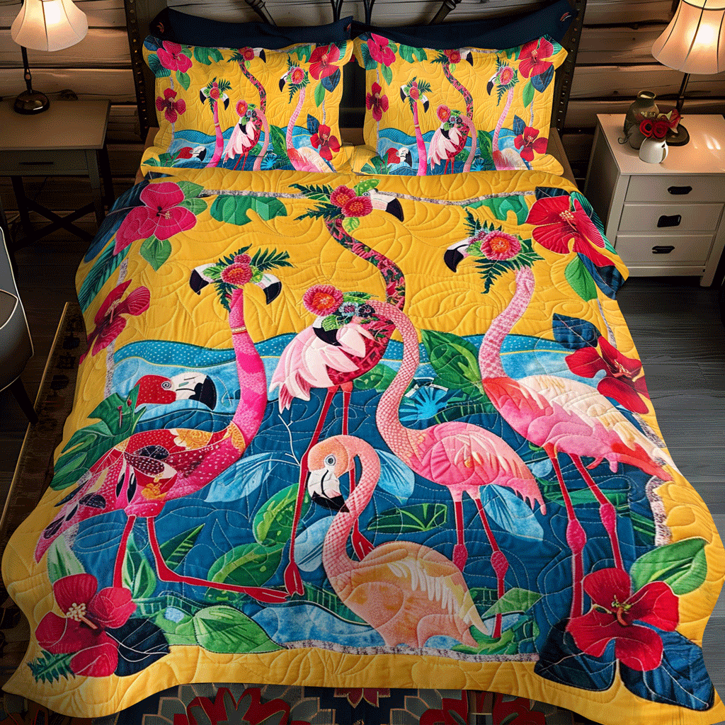 Pink Serenity 3-Piece Quilted Bedding Set - Single (59" x 70")