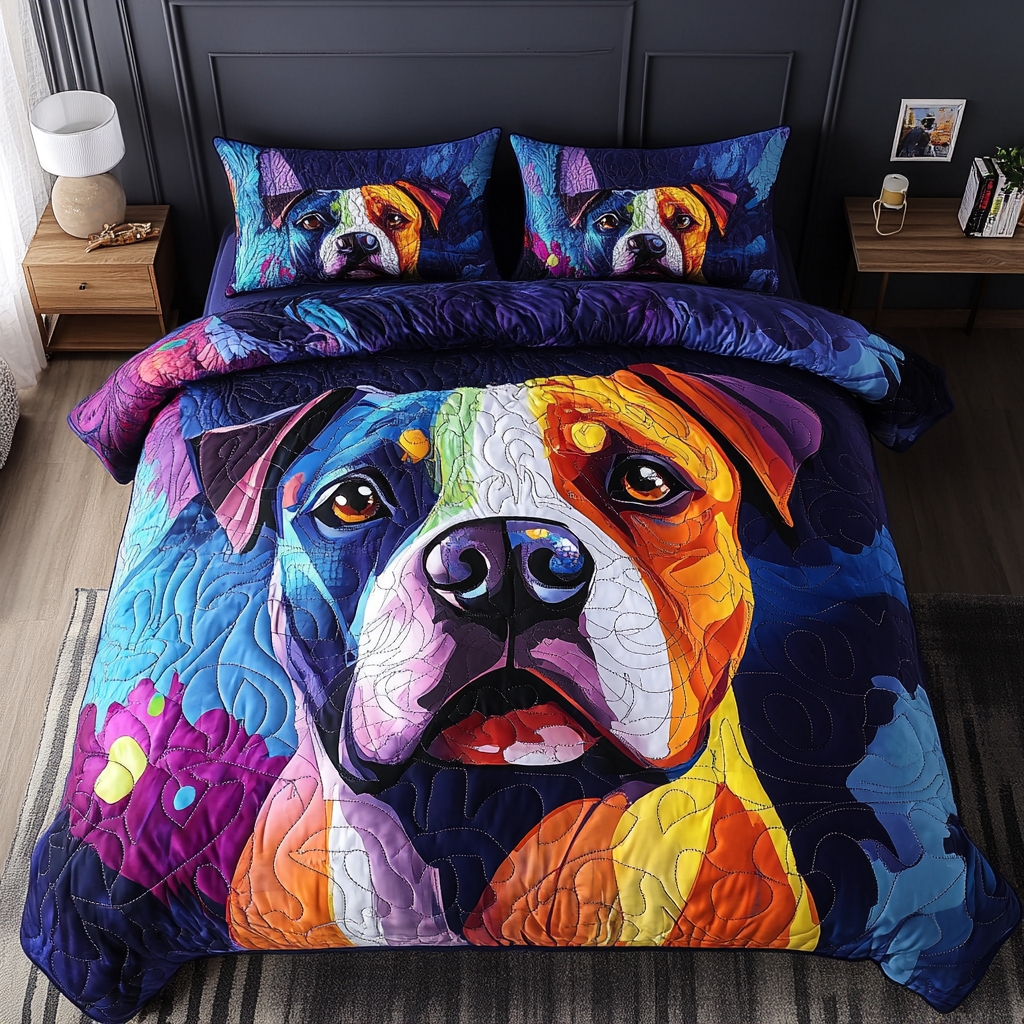 Pitbull Dream 3-Piece Quilted Bedding Set - Single (59" x 70")