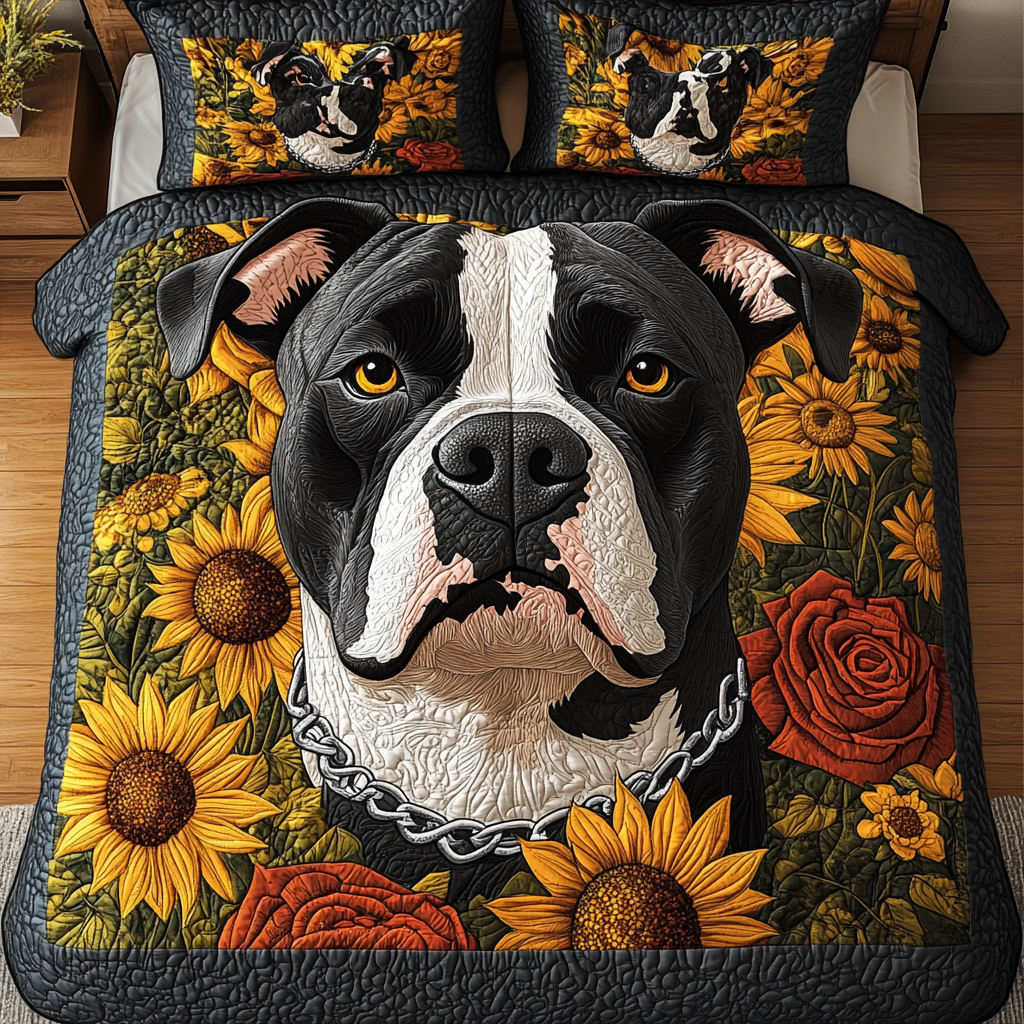 Pitbull Love 3-Piece Quilted Bedding Set - Single (59" x 70")