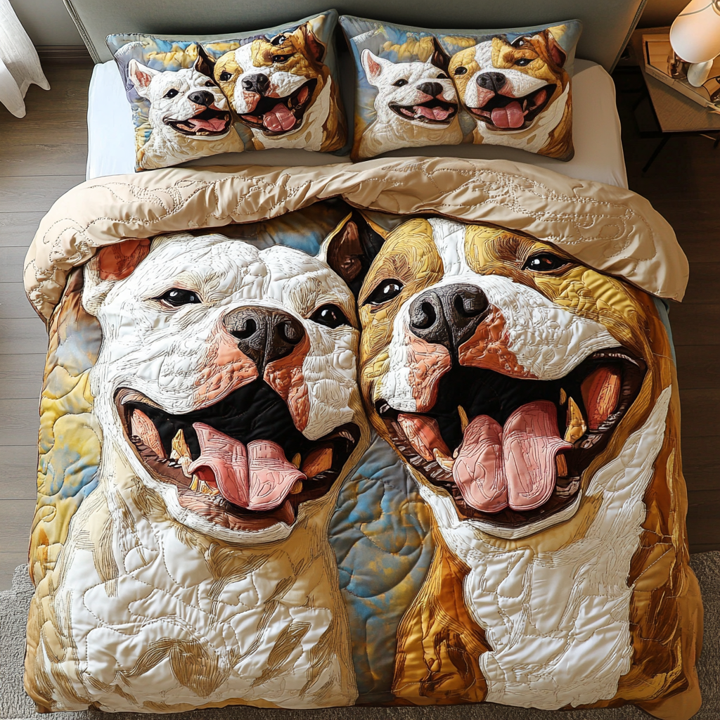 Pitbull Power 3-Piece Quilted Bedding Set - Single (59" x 70")