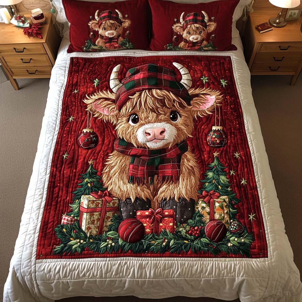 Plaid Cheer 3-Piece Quilted Bedding Set - Single (59" x 70")