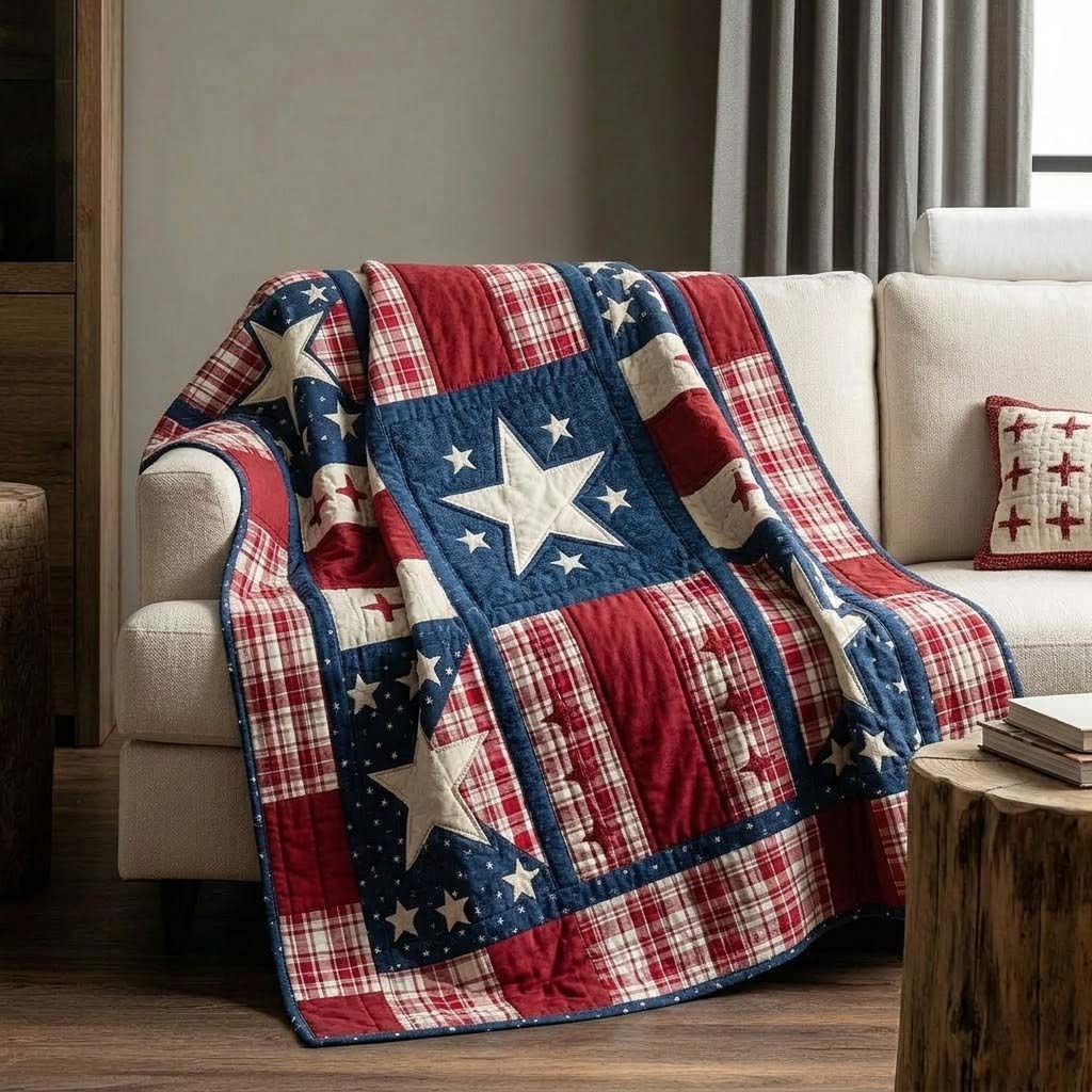 Plaid Star Quilted Blanket - Baby (30" x 40") - Pack 1