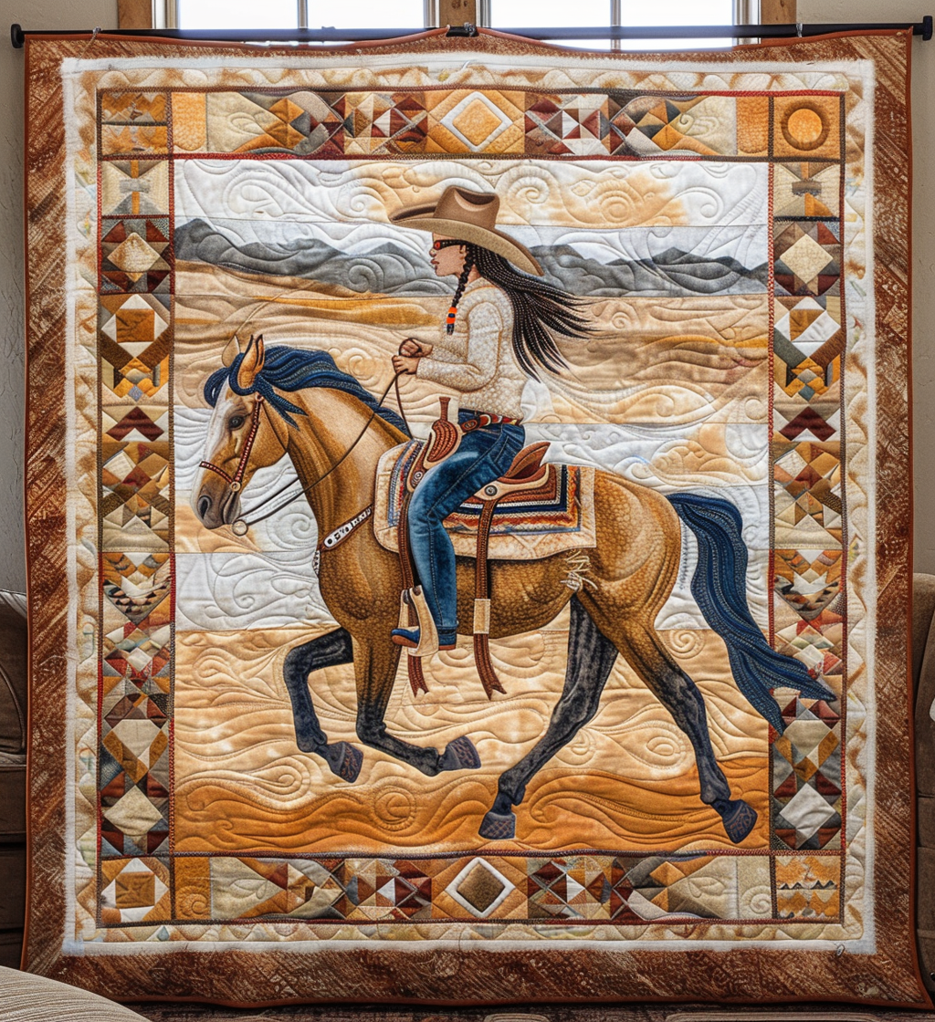 Plains Spirit Gallop Quilted Blanket - Throw (55" x 60")