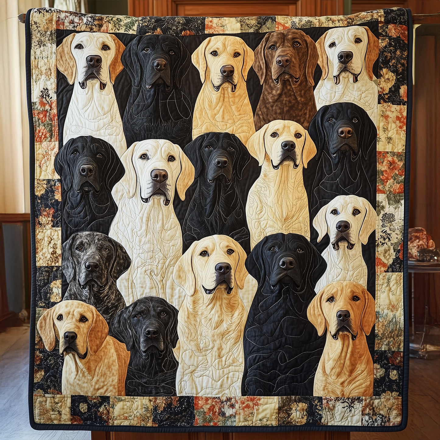Playful Labrador Quilted Blanket - Throw (55" x 60")