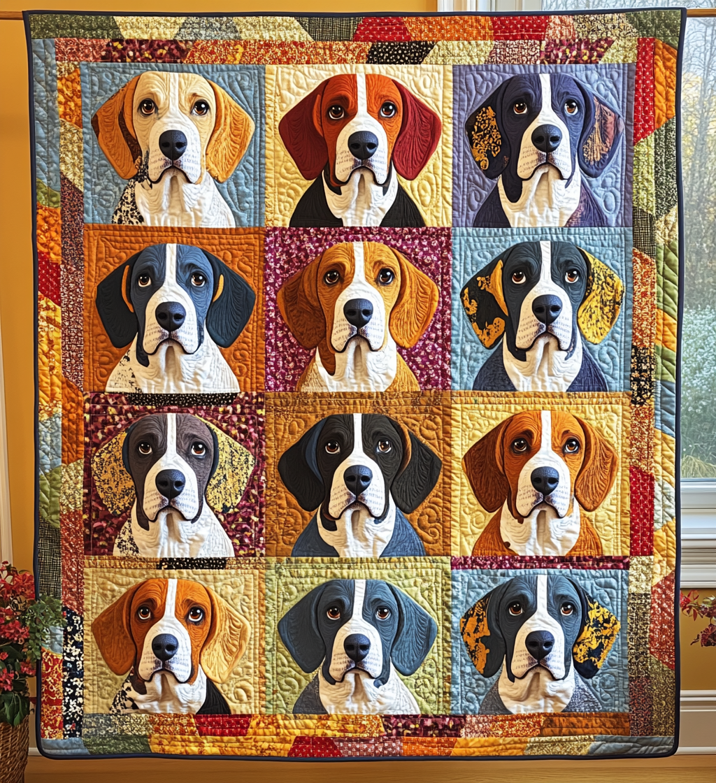 Playful Beagles Quilted Blanket - Throw (55" x 60")