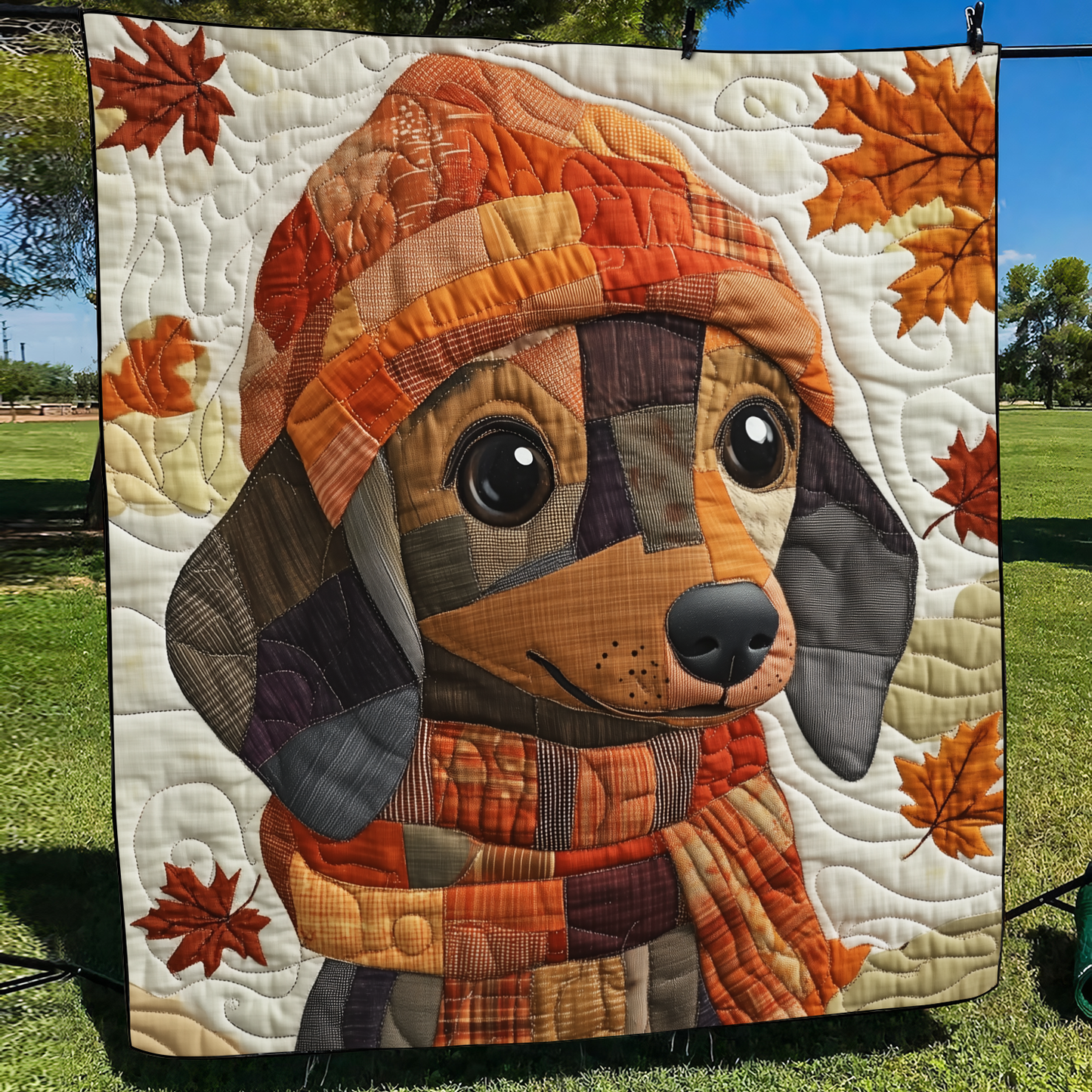 Playful Dachshunds Quilted Blanket - Throw (55" x 60")