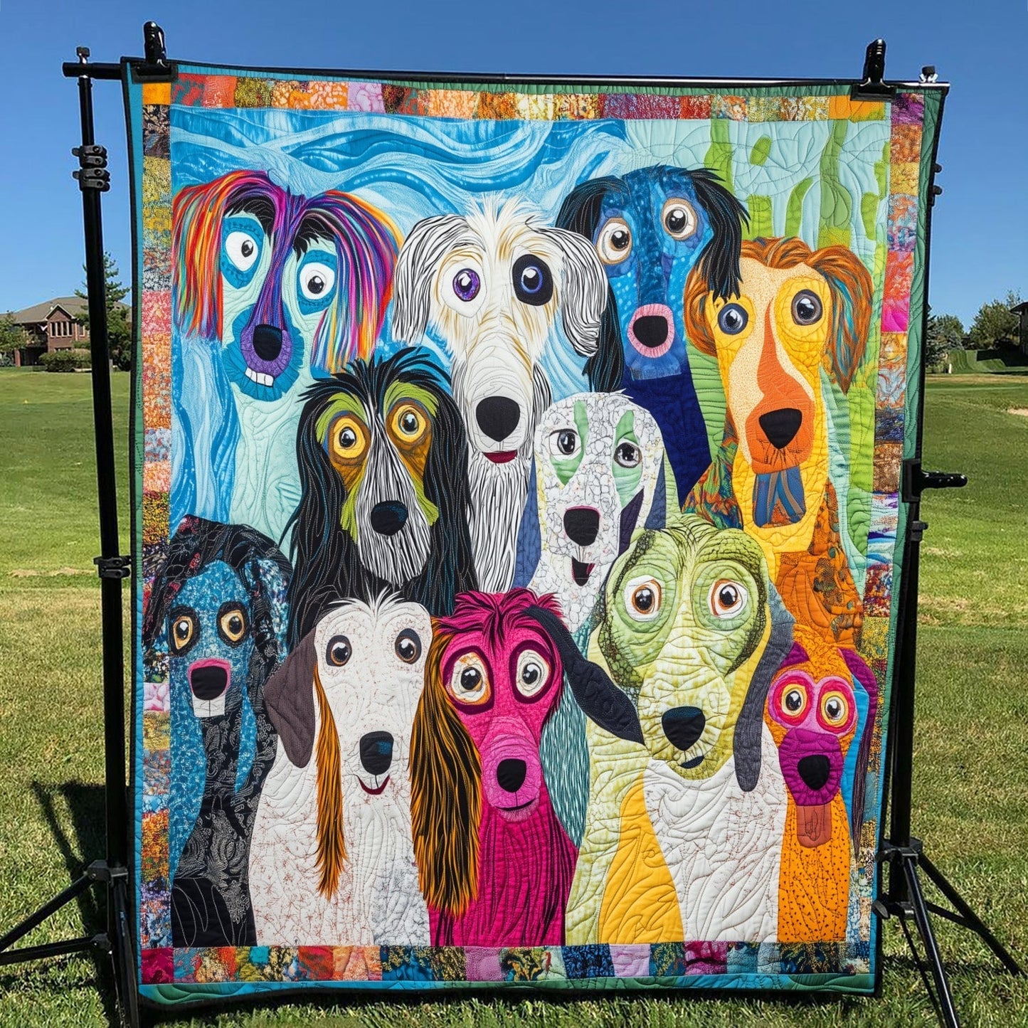 Playful Pooches Quilted Blanket - Throw (55" x 60")