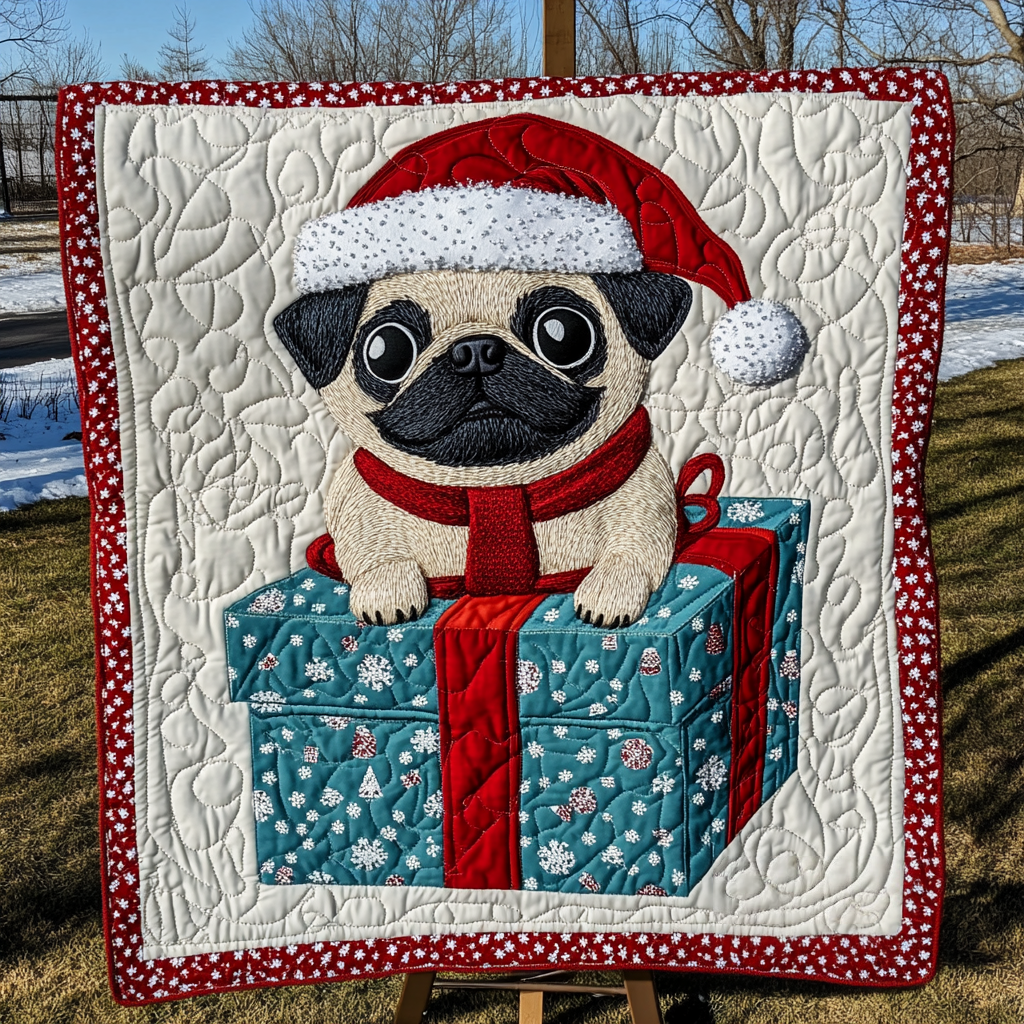 Playful Pug Expressions Quilted Blanket - Throw (55" x 60")