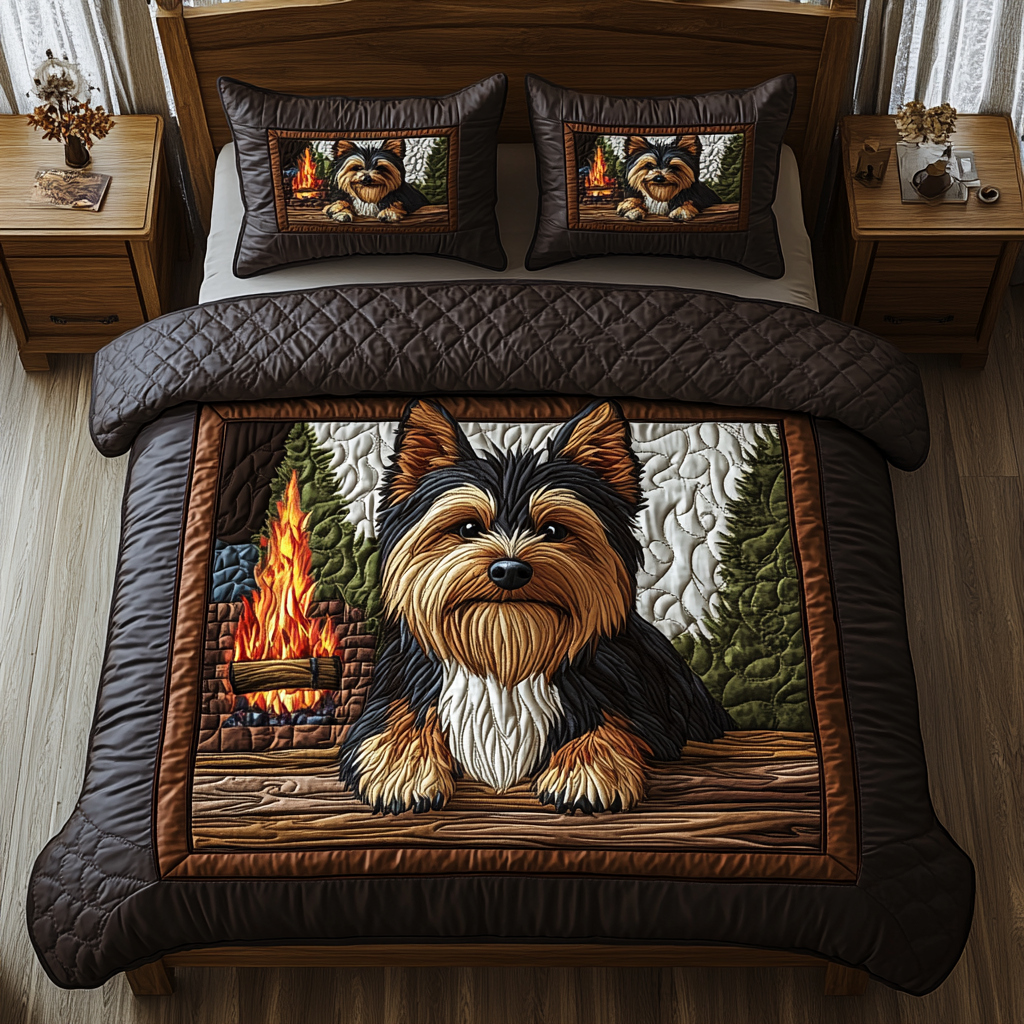 Playful Pup 3-Piece Quilted Bedding Set - Single (59" x 70")