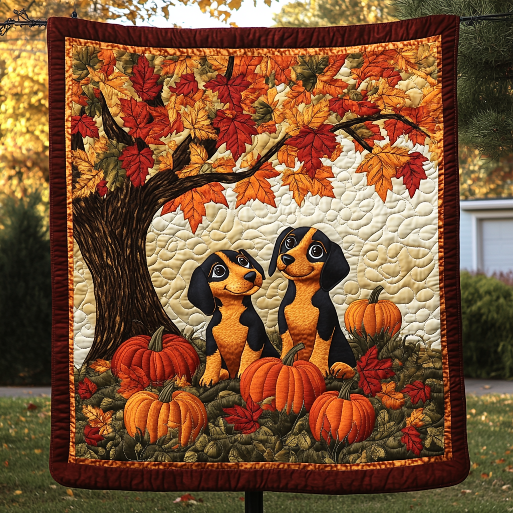 Playful Pup Parade Quilted Blanket - Throw (55" x 60")