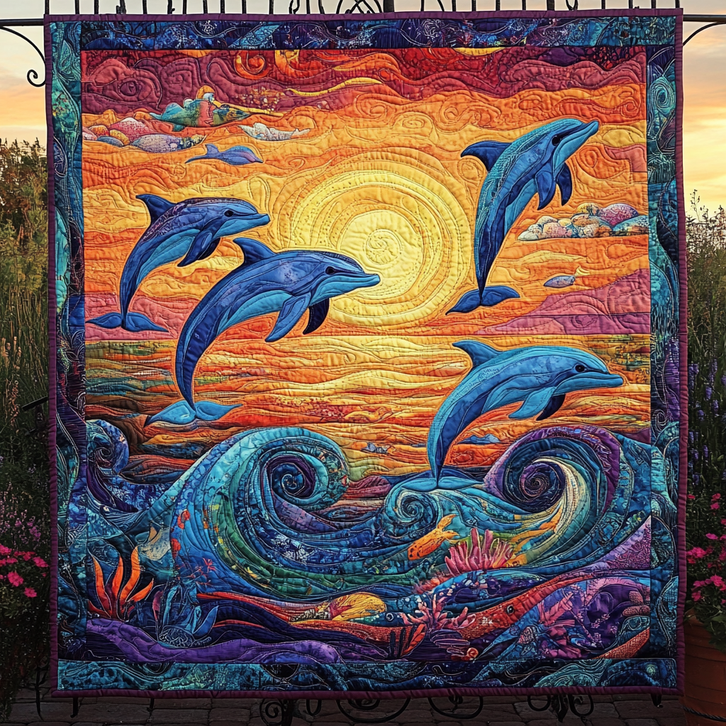 Playful Tides Quilted Blanket - Throw (55" x 60")