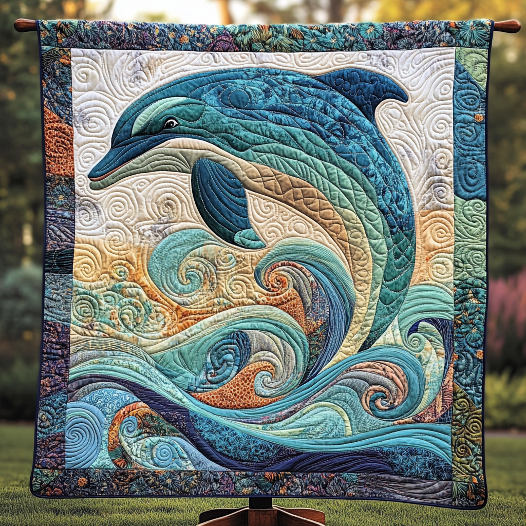 Playful Waves Quilted Blanket - Throw (55" x 60")