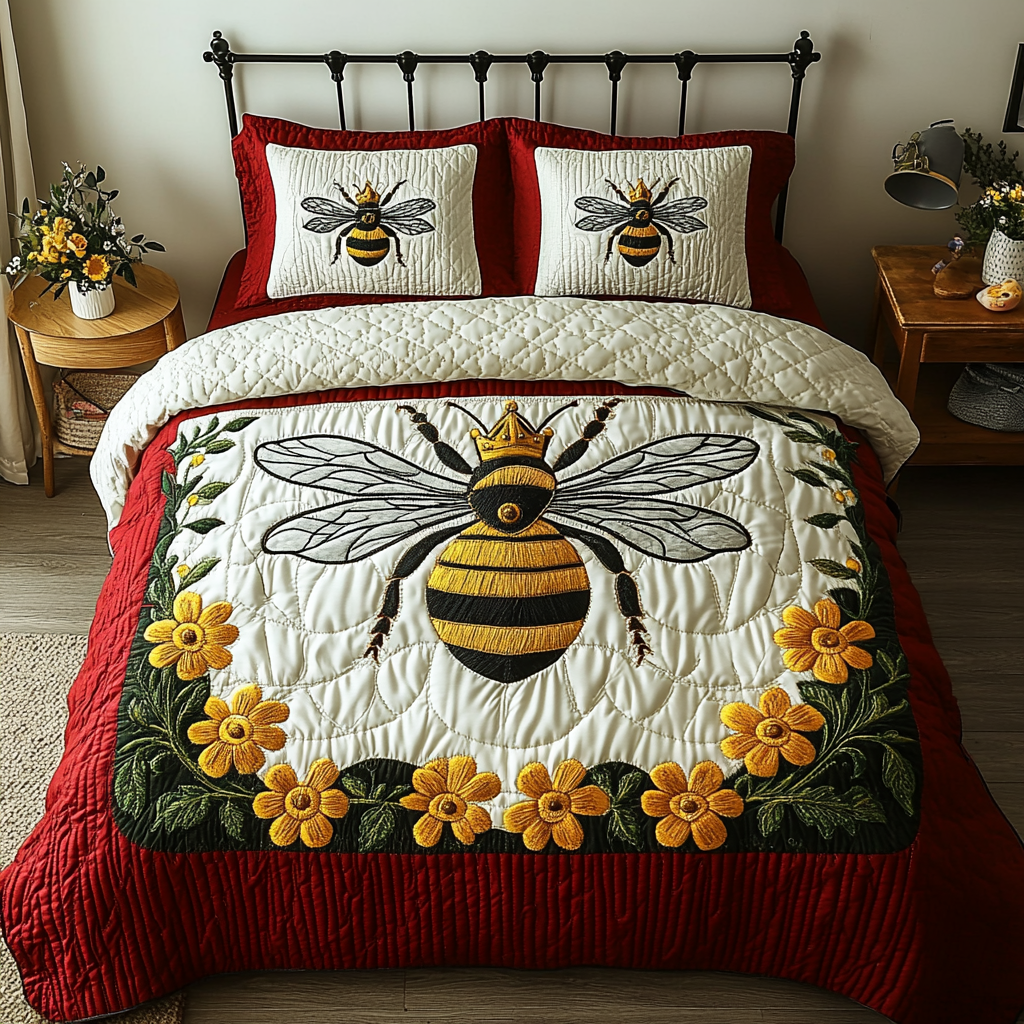 Pollinator Paradise 3-Piece Quilted Bedding Set - Single (59" x 70")