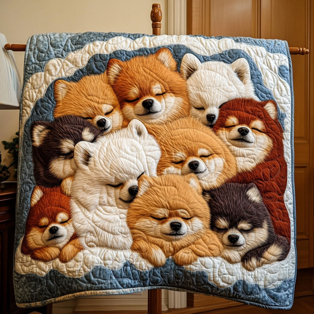 Pomeranian Bliss Quilted Blanket - Throw (55" x 60")