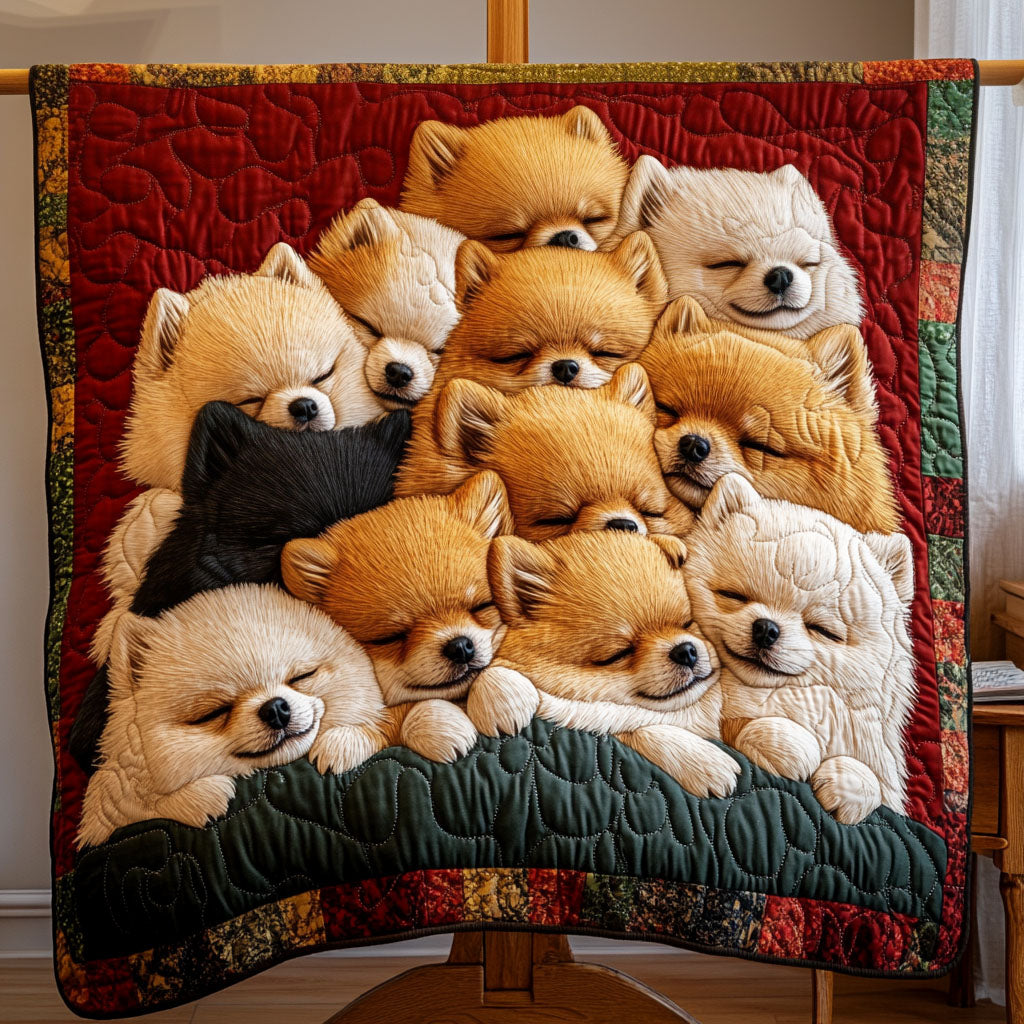 Pomeranian Dreams Quilted Blanket - Throw (55" x 60")