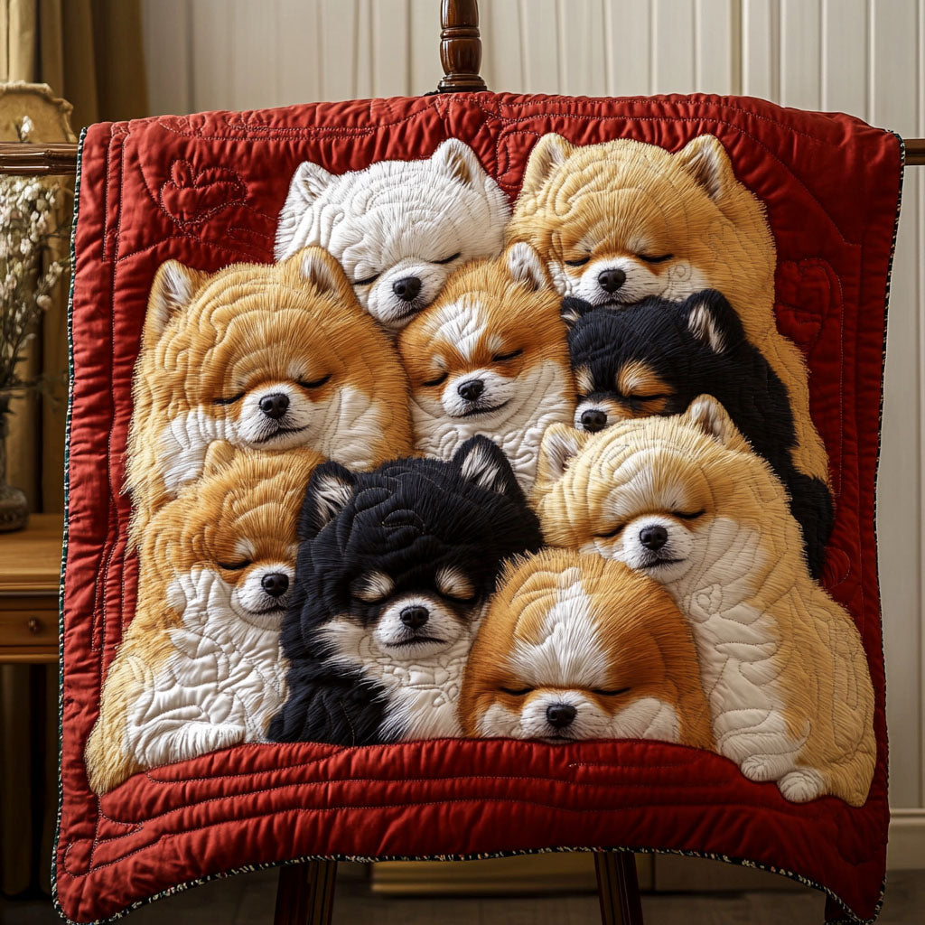 Pomeranian Joy Quilted Blanket - Throw (55" x 60")