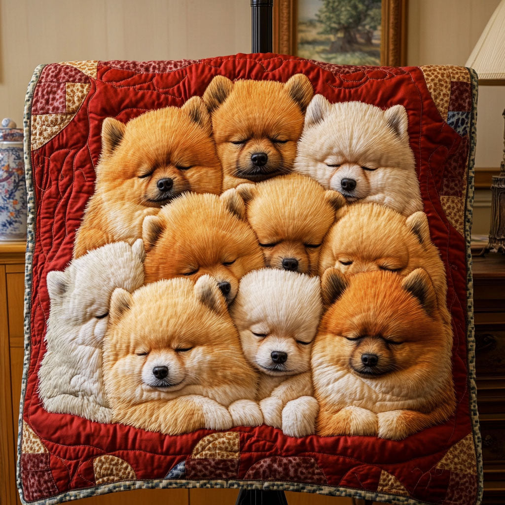 Pomeranian Slumber Quilted Blanket - Throw (55" x 60")