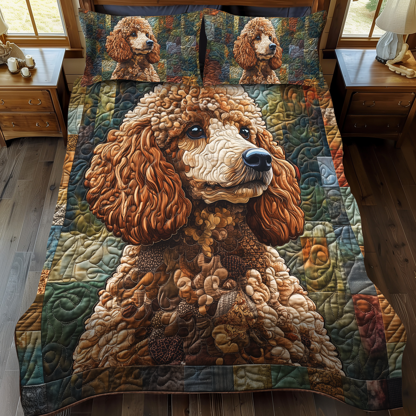 Poodle Parade 3-Piece Quilted Bedding Set - Single (59" x 70")