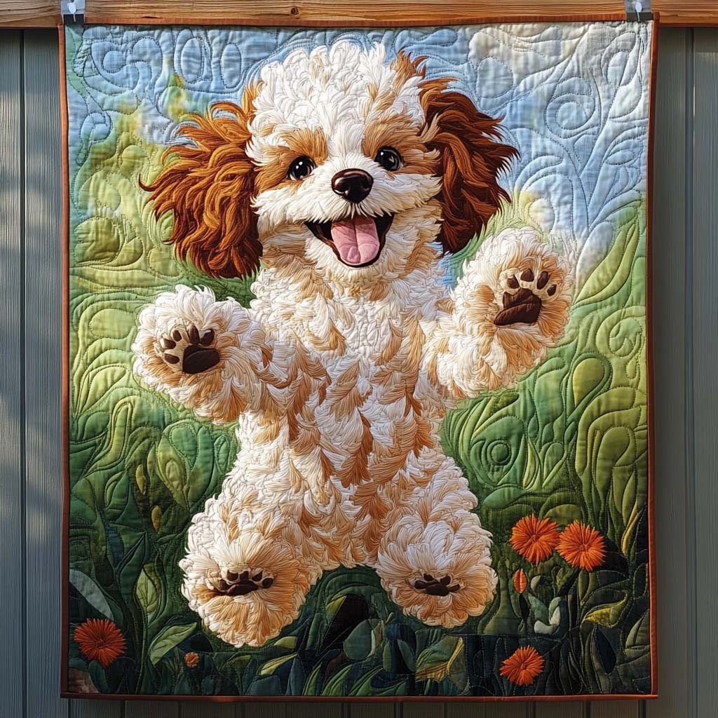 Poodle Parade Quilted Blanket - Throw (55" x 60")