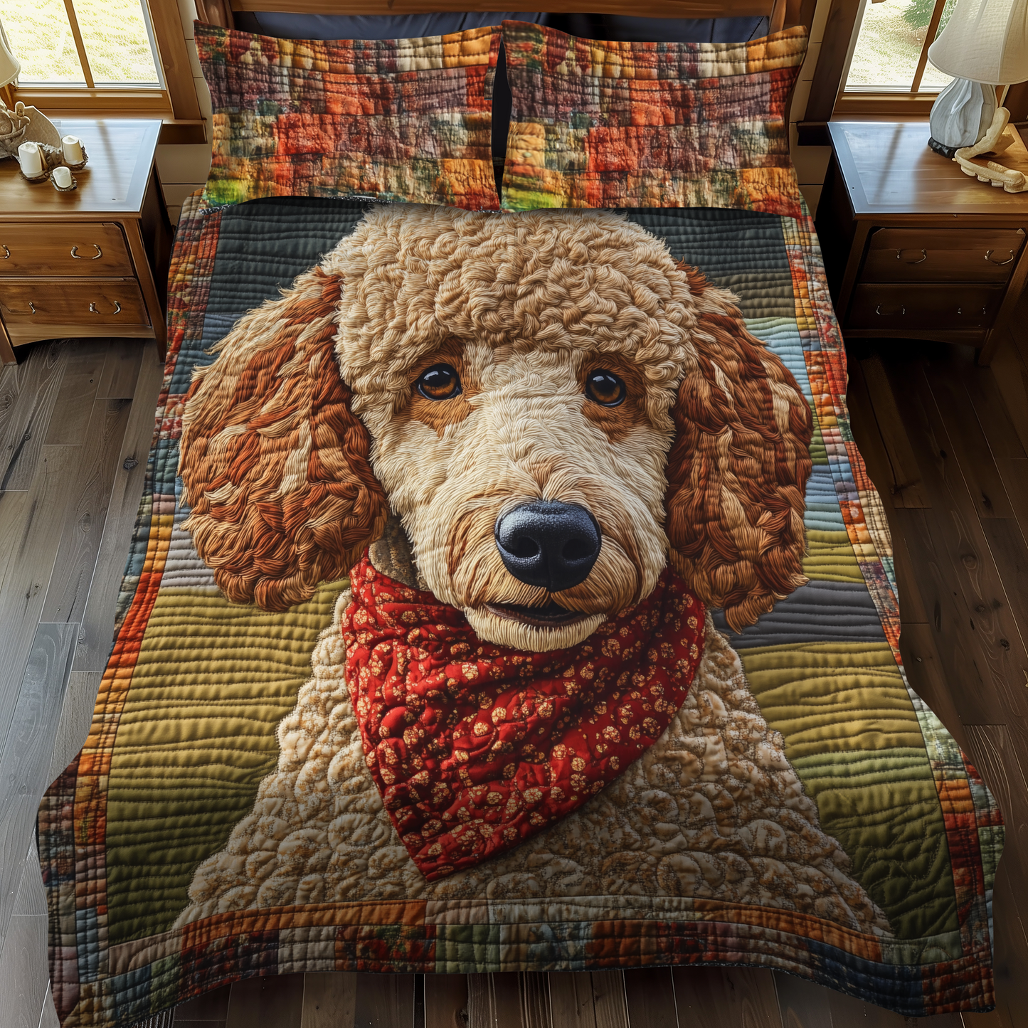 Poodle Pizzazz 3-Piece Quilted Bedding Set - Single (59" x 70")