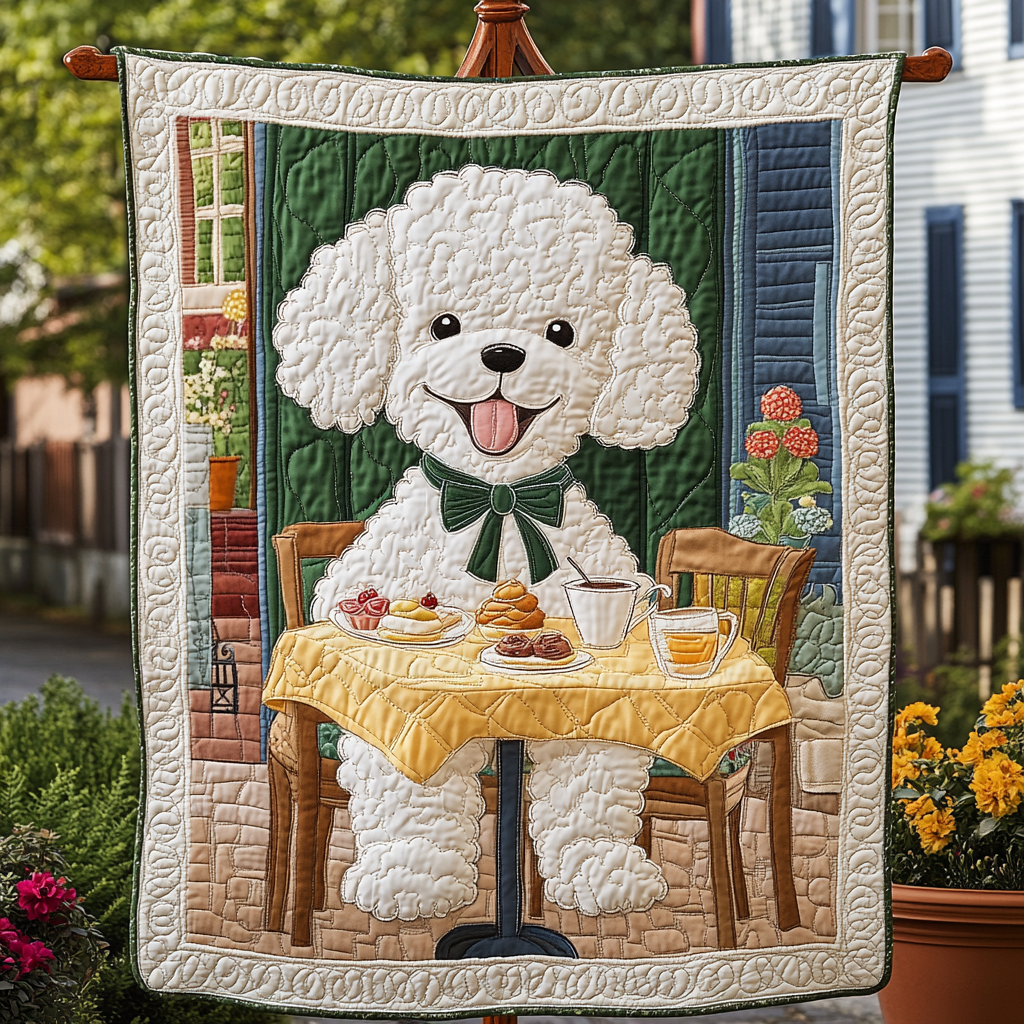 Poodle Winter Joy Quilted Blanket - Throw (55" x 60")