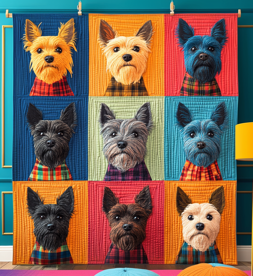 Pop Scottie Quilted Blanket - Throw (55" x 60")