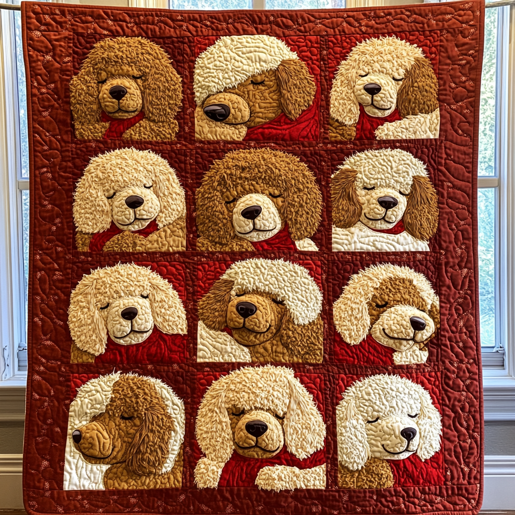 Posh Poodle Quilted Blanket - Throw (55" x 60")