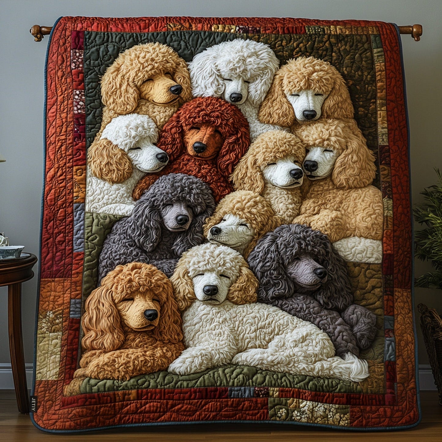 Posh Poodles Quilted Blanket - Throw (55" x 60")