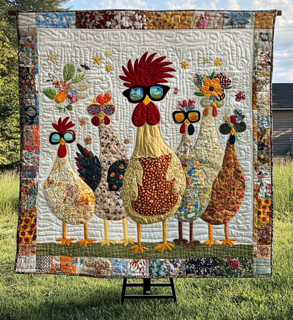 Poultry Patch Paradise Quilted Blanket - Throw (55" x 60")