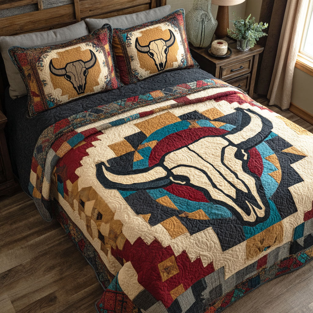 Prairie Bones 3-Piece Quilted Bedding Set - Single (59" x 70")