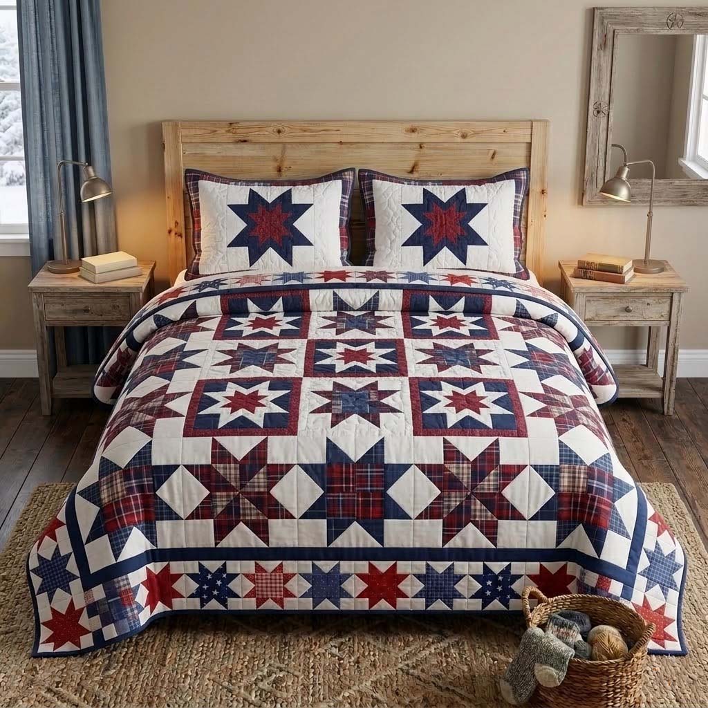 Prairie Star 3-Piece Quilted Bedding Set - Single (59" x 70")