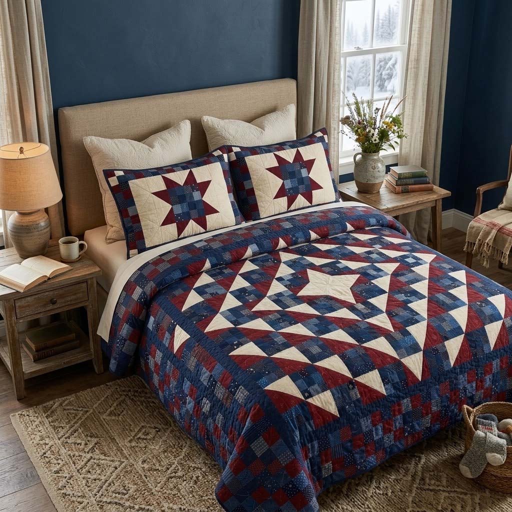 Prairie Starburst 3-Piece Quilted Bedding Set - Single (59" x 70")