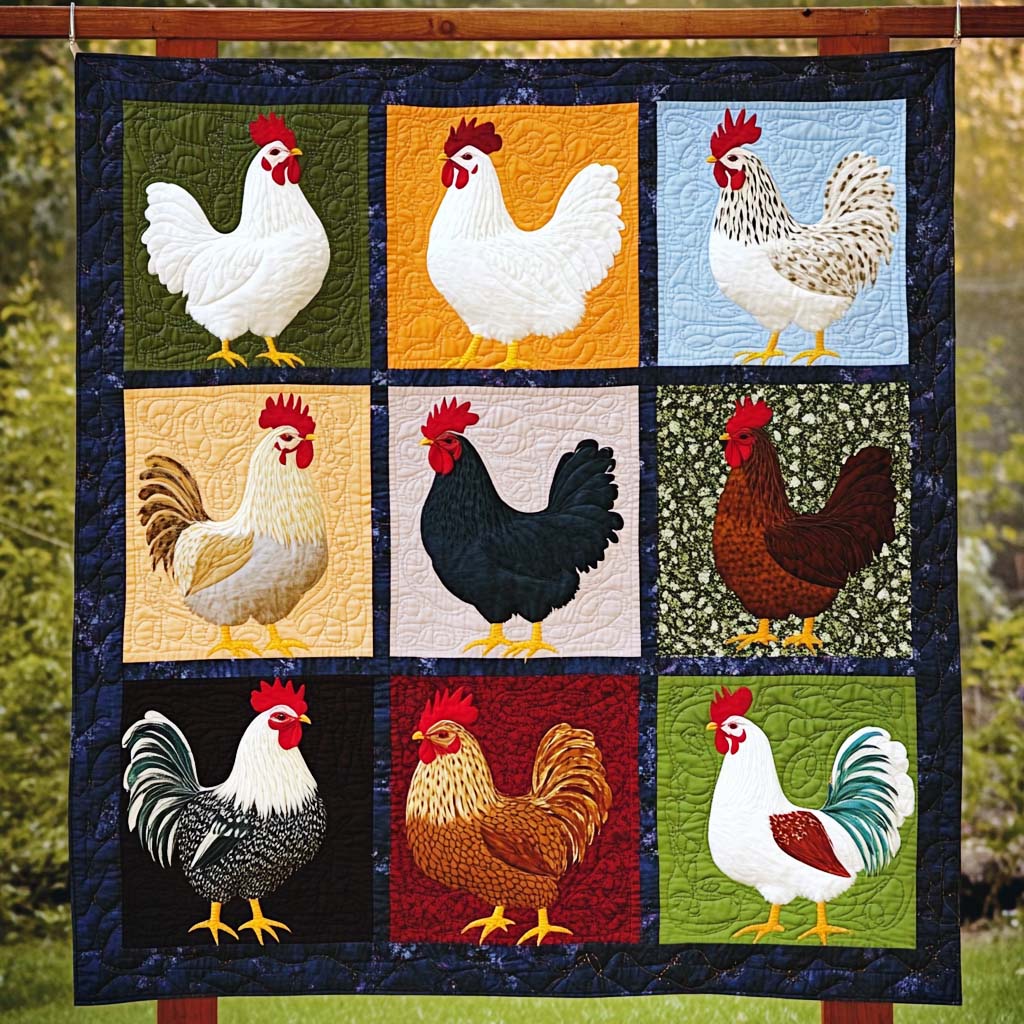Proud Pecking Order Quilted Blanket - Throw (55" x 60")