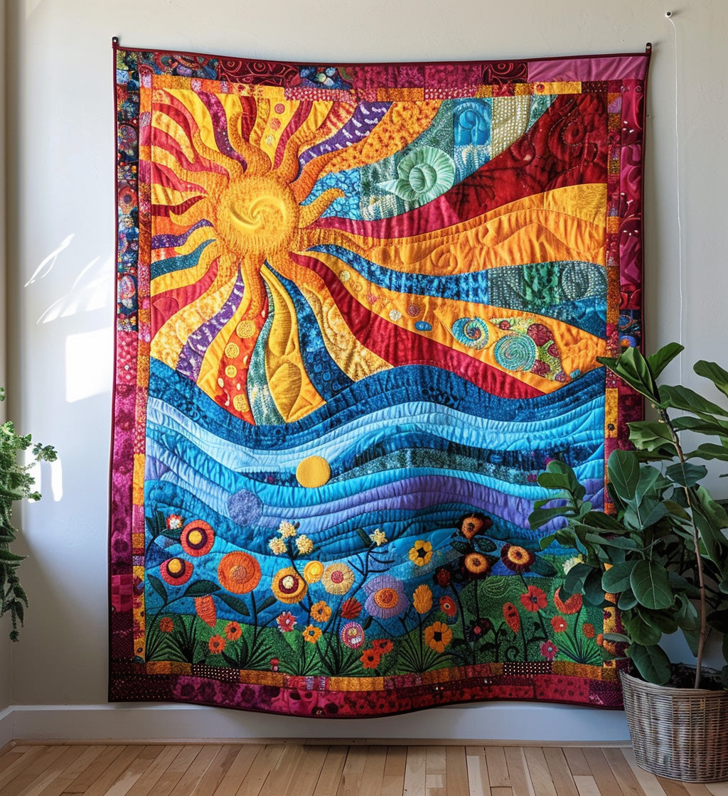 Psychedelic Harmony Quilted Blanket - Throw (55" x 60")