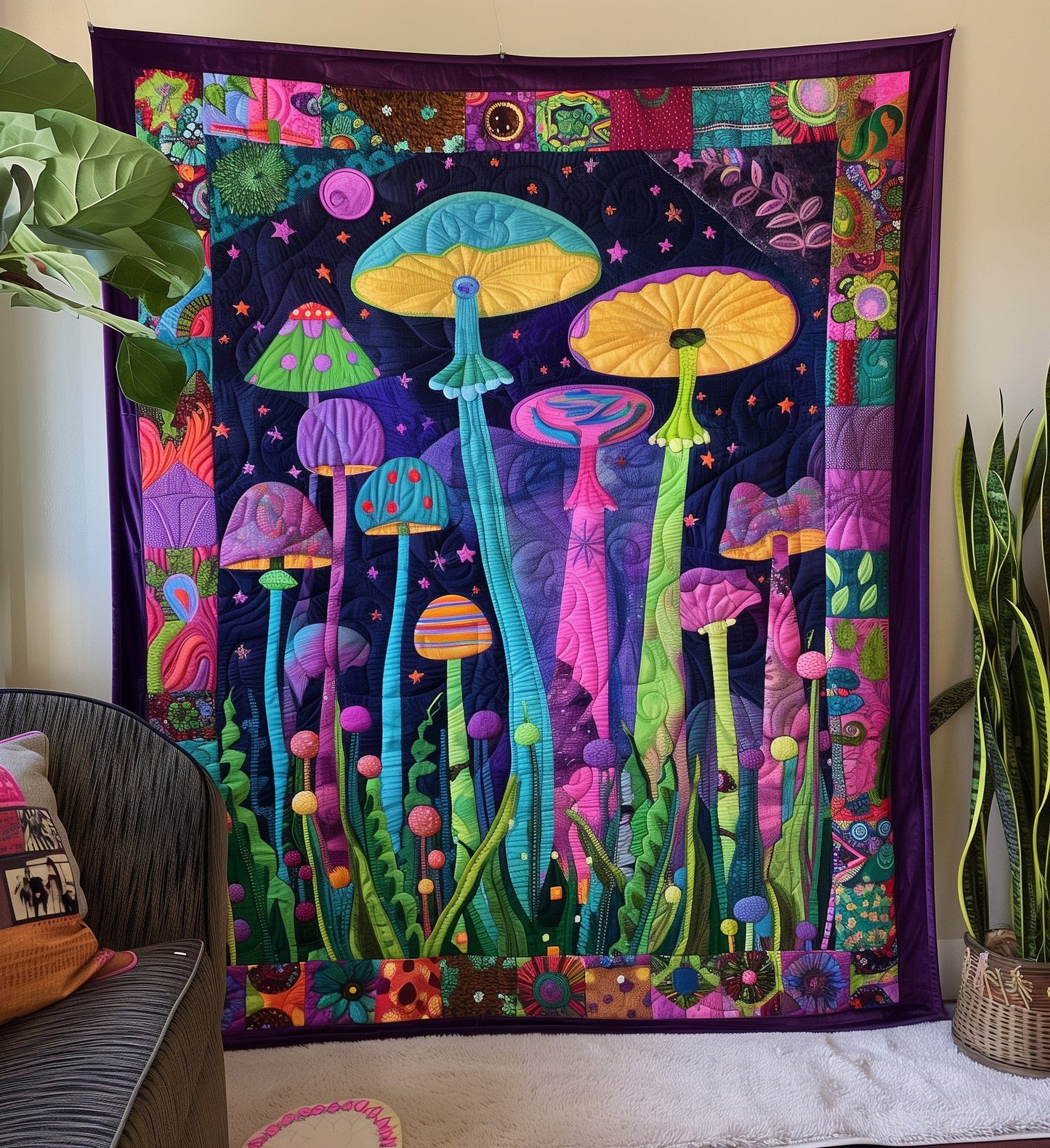 Psychedelic Peace Quilted Blanket - Throw (55" x 60")