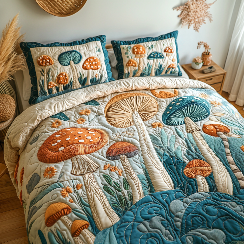 Psychedelic Bloom 3-Piece Quilted Bedding Set - Single (59" x 70")