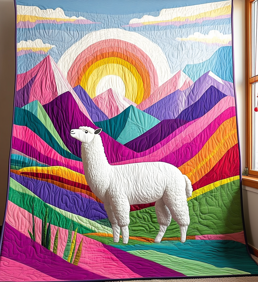 Psychedelic Llama Quilted Blanket - Throw (55" x 60")