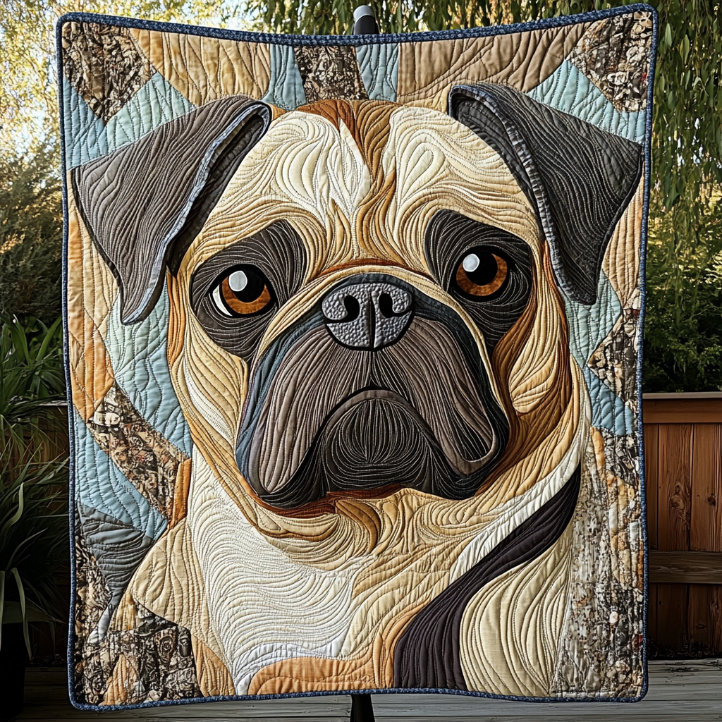 Pug Face Quilted Blanket - Throw (55" x 60")