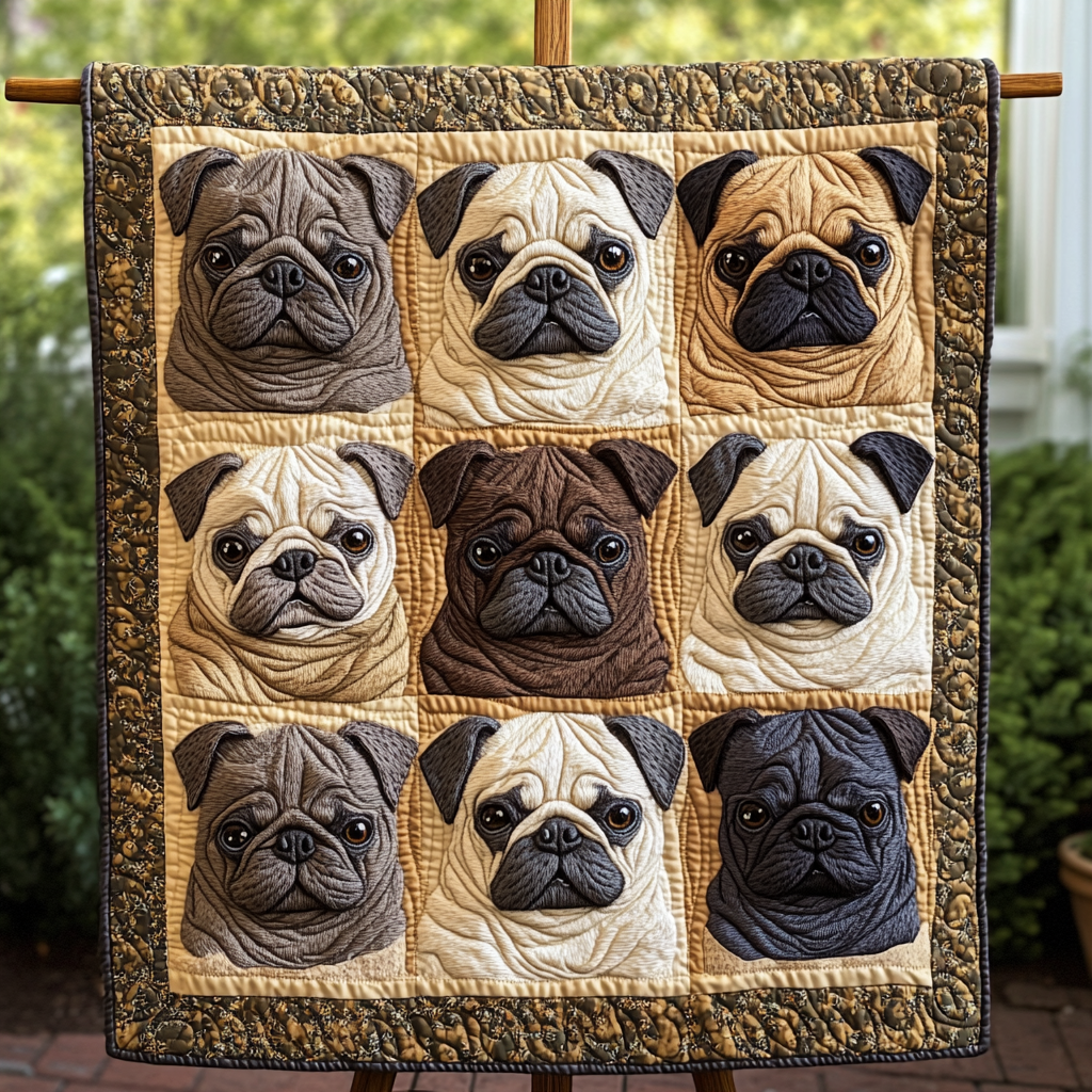 Pug Life Charm Quilted Blanket - Throw (55" x 60")