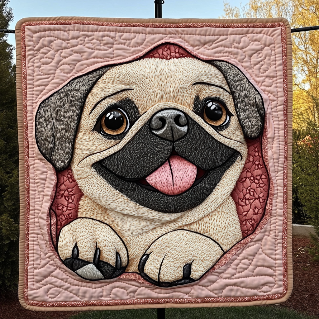 Pug Paws Patrol Quilted Blanket - Throw (55" x 60")